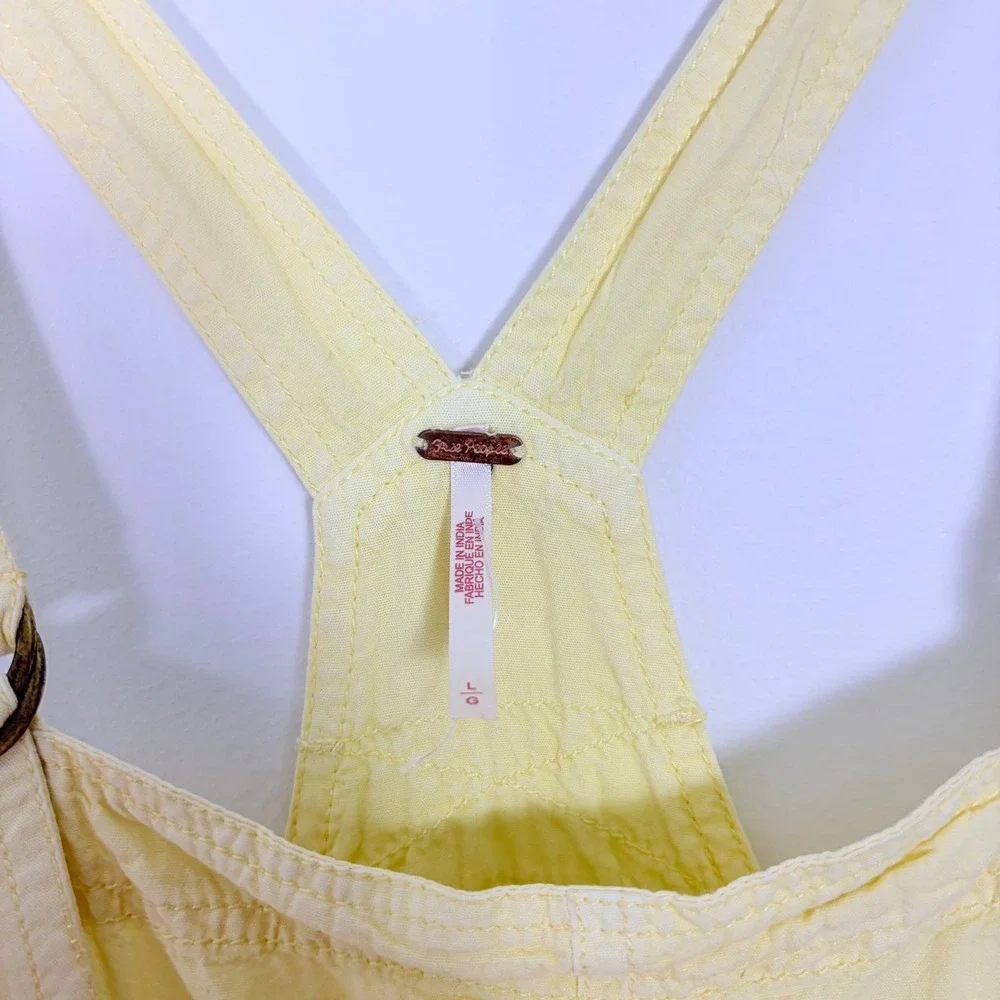 Free People Gracie Skirtall Yellow Maxi Overall Dress Size L OB1671460